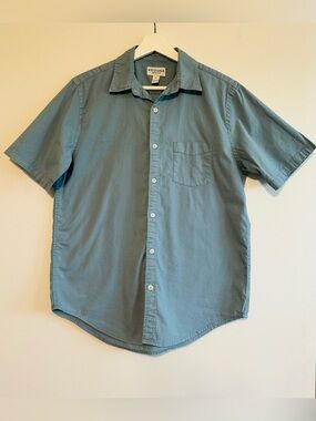 Arizona Jean Company Short-Sleeve Cotton Button-Up Shirt - Slate Blue - Small